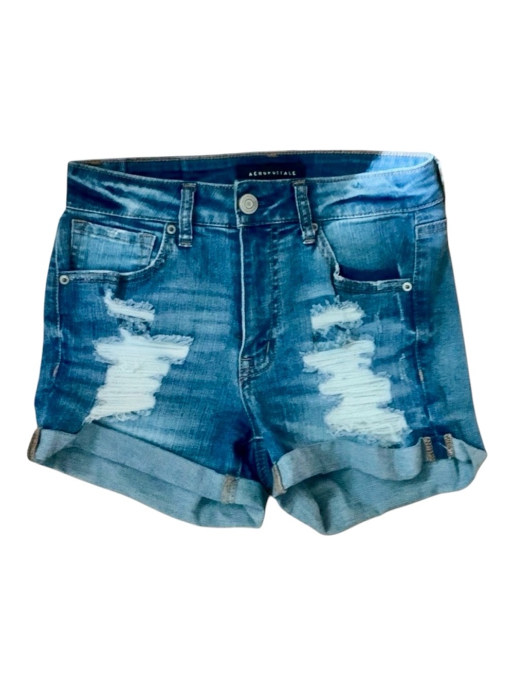 Aeropostale Girls Shorts Jeans
Blue Ripped High Waisted Midi Size 2